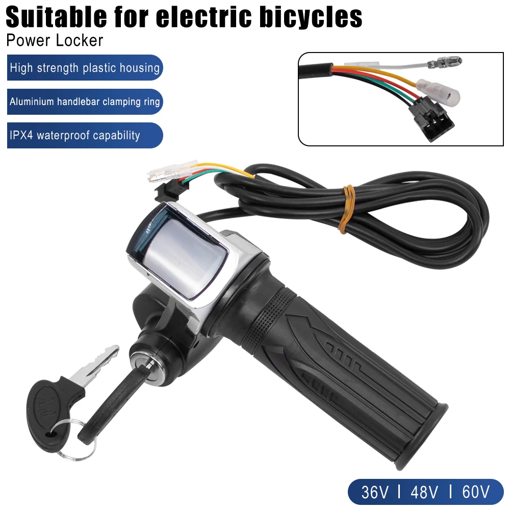36V 48V 60V Elektrische Fahrrad Gasgriff E-bike Lenker mit Schloss Beschleuniger Power Anzeige Schlüssel LED Display Teile