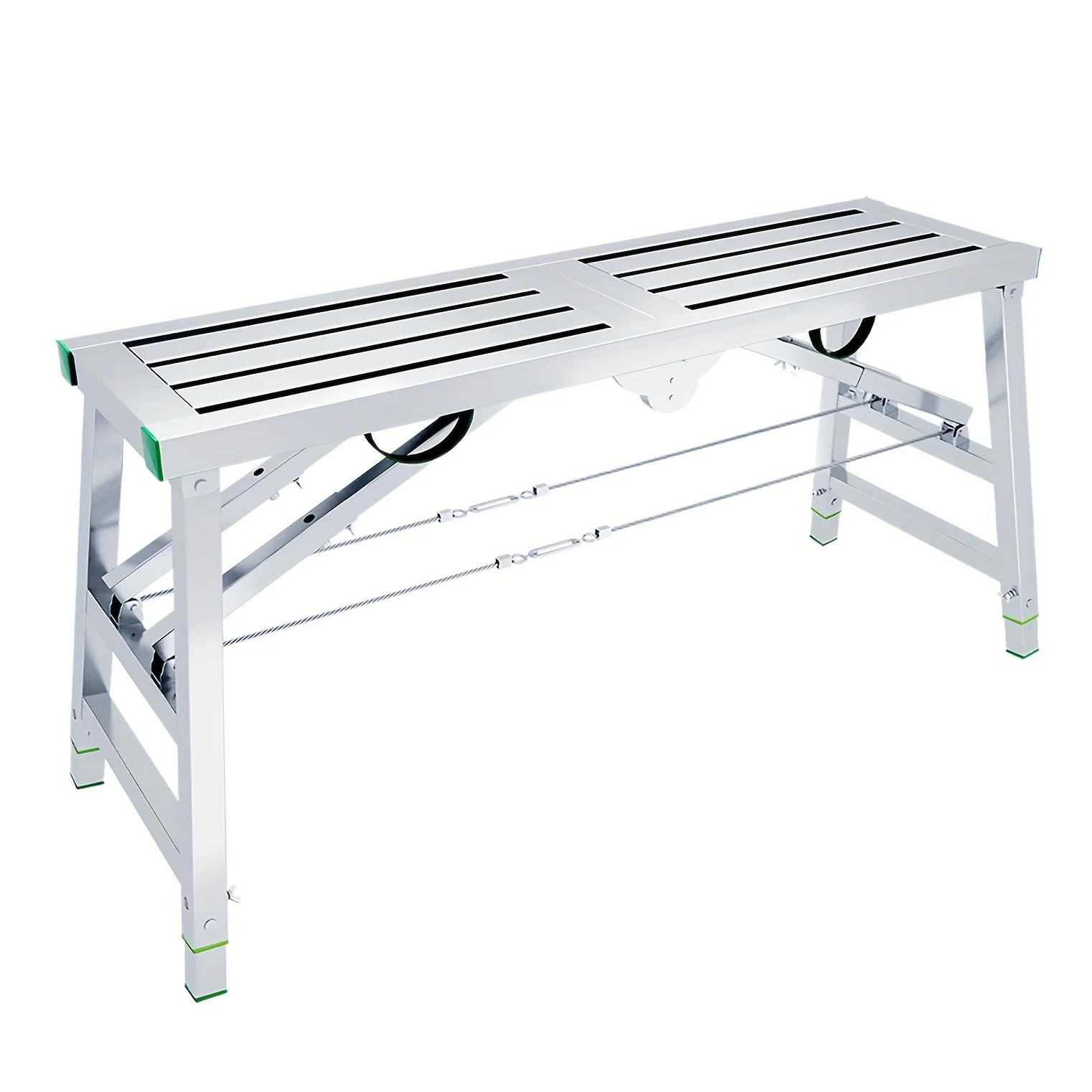 15.75'' Width Work Platform Steel Folding Step Ladder Thicken Scaffolding Portable Stage Adjustable Height Work Drywall Bench Heavy Duty Equipment Max Load 1102Lbs for RV Cleaning High Painting Walls Decorating Cleaning Car Washing' - view 3