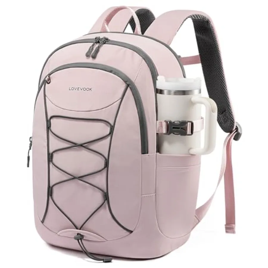

Mens Backpack with Giant Tumbler Holder Pocket Everyday Laptop Backpack Commuter Travel Work Computer Bag for Women Waterproof
