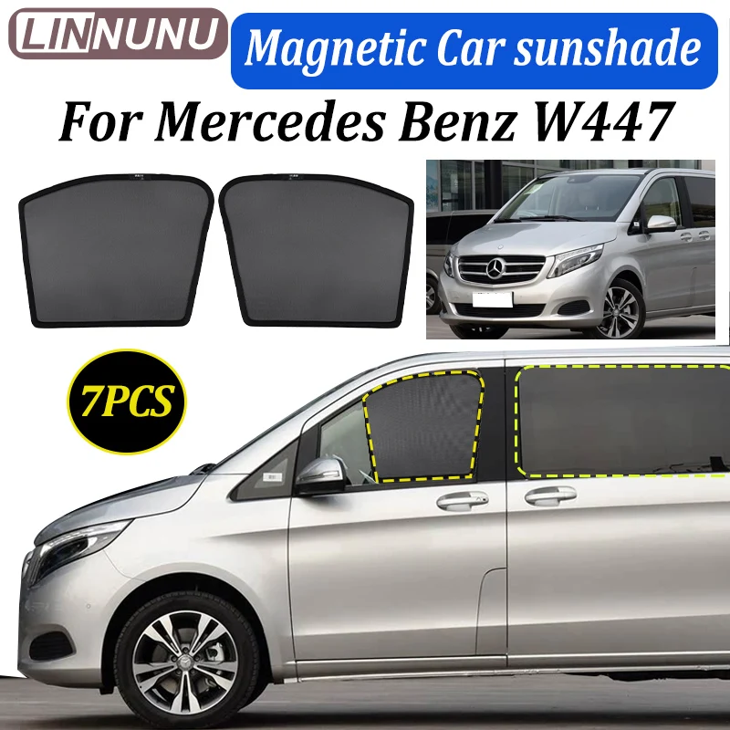 

LINNUNU For mercedes benz V class W447 Vito V250 V260 magnetic Car sunshade window mesh curtain Interior accessory UV Sunscreen