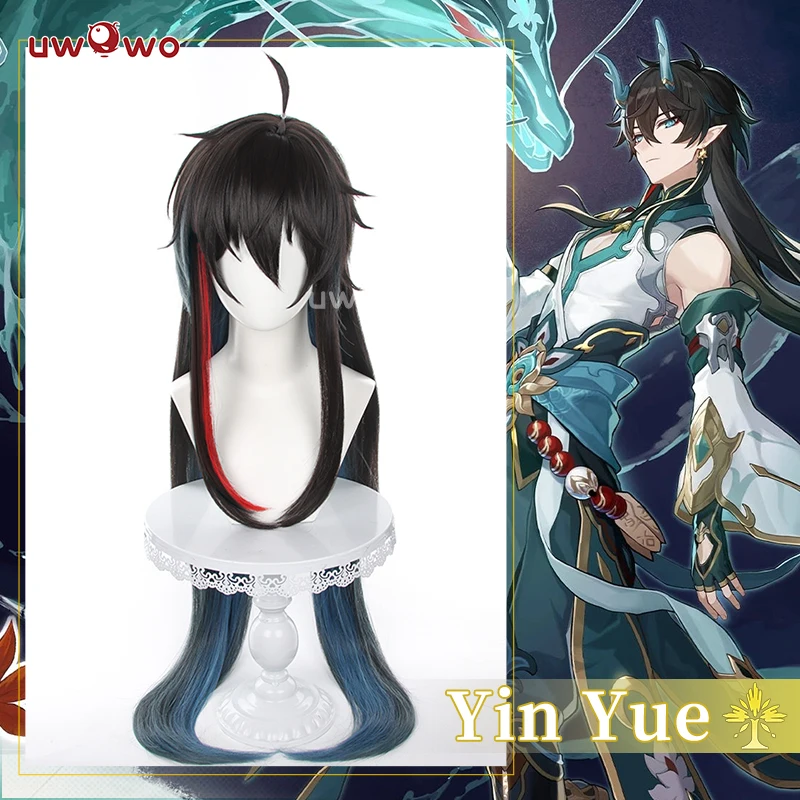 

UWOWO Honkai Star Rail Dan Heng Cosplay Wig Danheng Yin Yue Cosplay Long Black Dark Green Gradient Hair Heat Resistant