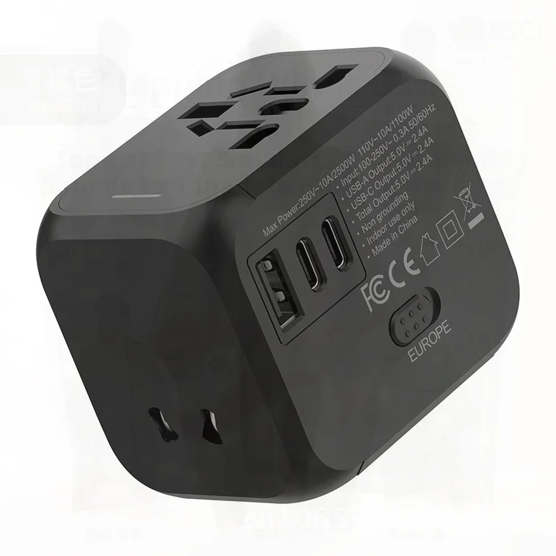 Multi-function Travel Charger 176 Universal Socket Conversion Stand with 2 USB Ports Global Plug for US EU UK Australia