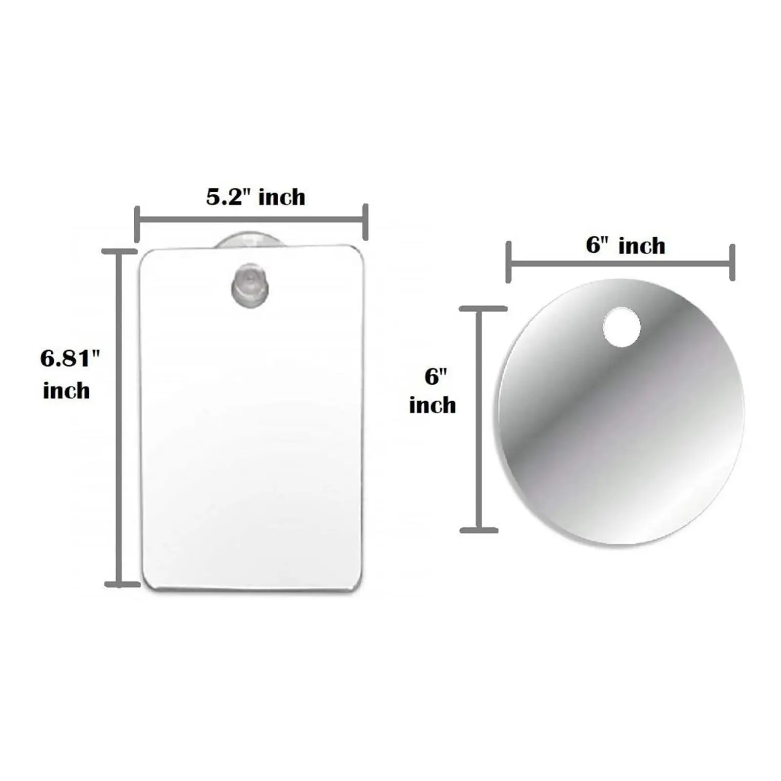 Fogless Acrylic Shower Mirror for Men Shaving Small Portable with Suction Hook for Bathroom Wall Car Camping Travel Locker