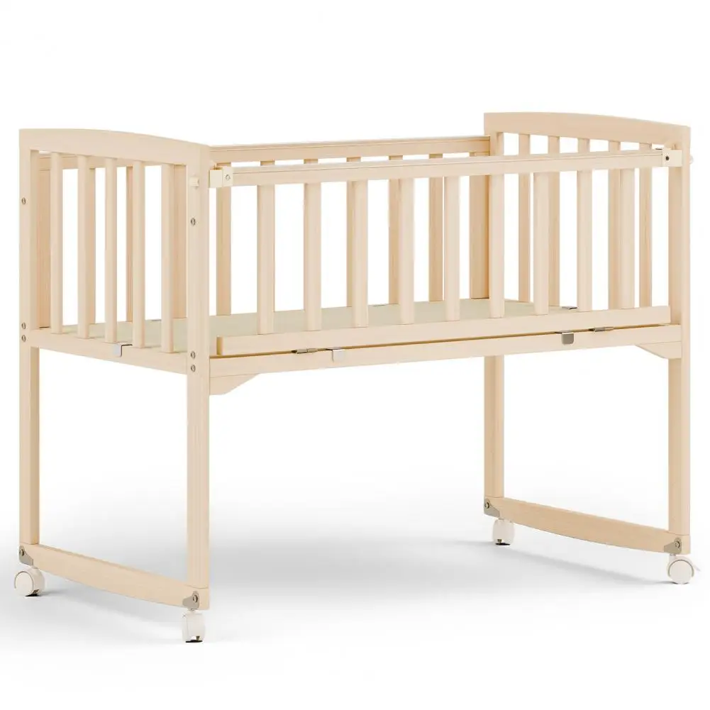 Cama infantil com anti-riva, cama de madeira de pinho sólido para meninos e meninas, berço portátil para crianças pequenas, berços para cochilo de crianças