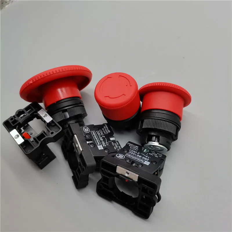 ZB2-BE102C P172  220V 10A Red NC 22mm Emergency Stop Mushroom Push button switch XB2-ES542 Control electrical starter switch