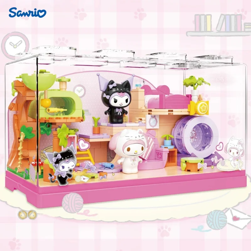 

Набор строительных блоков Sanrio Family Series: Модель для сборки «Время отдыха Мяу-Мяу» с фигурками Май Мелоди и Куроми, игрушка-украшение, подарок для детей