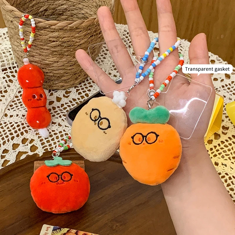 

Tomato Carrot Plush Beaded Phone Chain Cartoon Vegetables Soft Stuffed Doll Keychain Car Key Ring Backpack Bag Decor Kid Gift