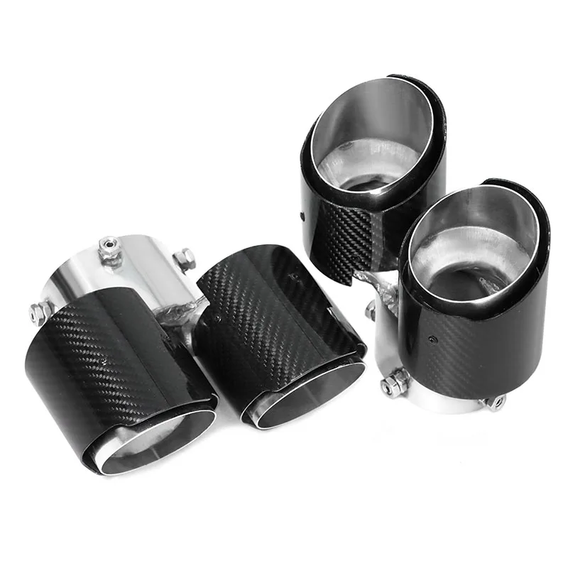 Quad Carbon Fiber Exhaust Muffler Tip For BMW 840i G14 G15 G16 2019+ Black Stainless Steel Tailpipe Square To 4 Out Nozzle