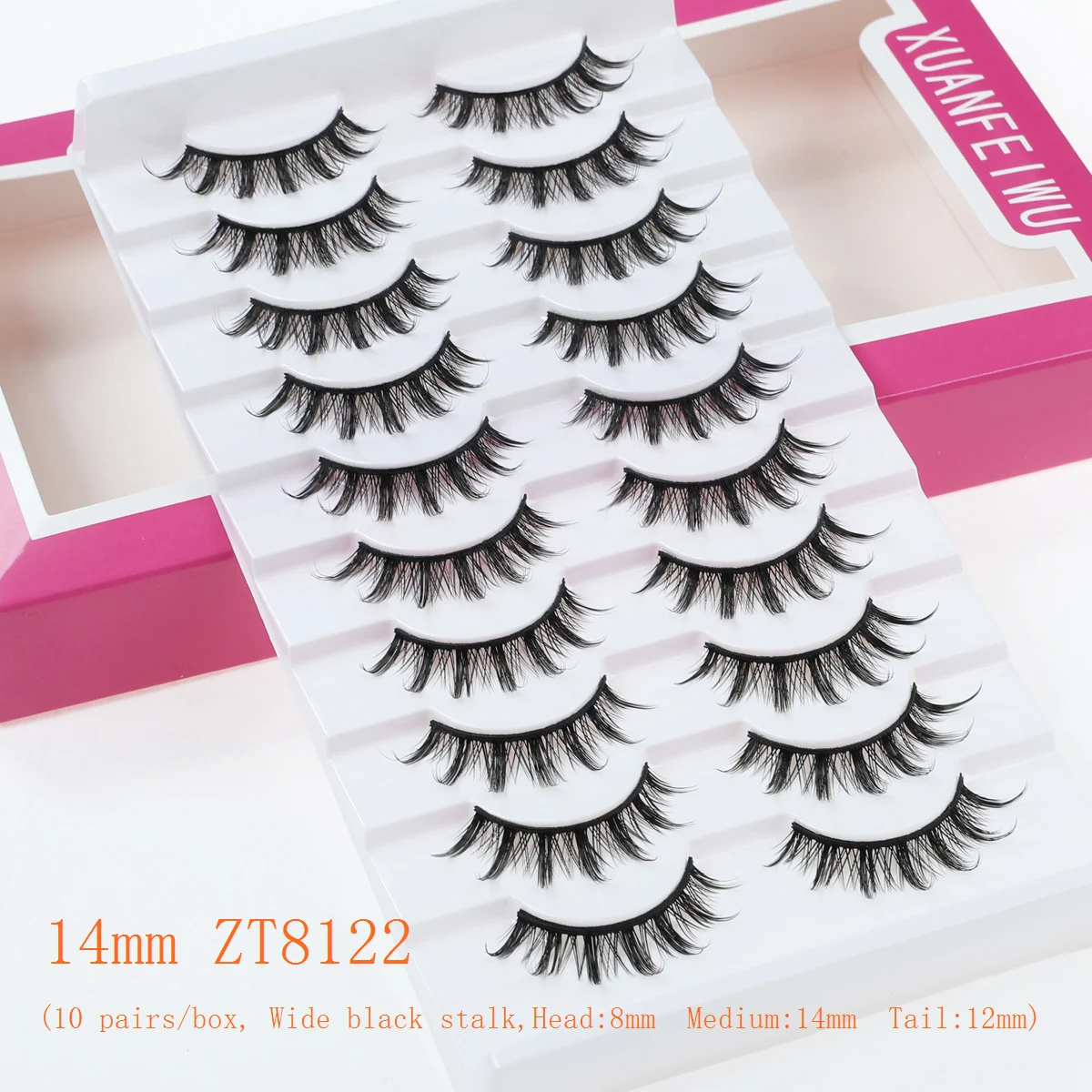 Xuanfeiwu المؤثر مرحلة الأداء ممدود بزاوية الصلب الجذعية الرموش الصناعية للنساء ، واقعية الطبيعية 5D الثعلب نمط مزدوجة الجفن لاصق الرموش #2