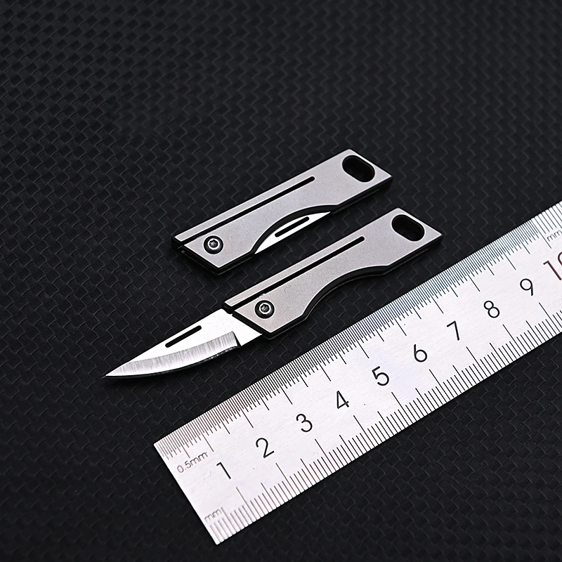 Mini Titanium Alloy TC4 Folding Knife EDC Portable Keychain Pendant Knife Express Unpacking Pocket Knife Gift EDC Tool