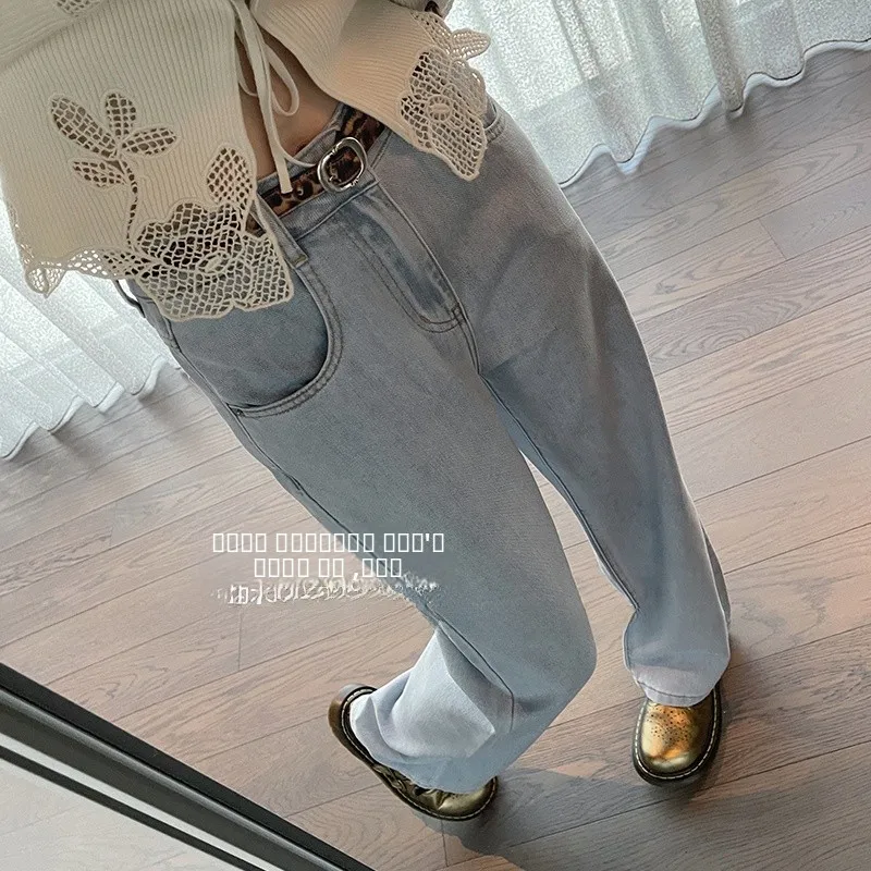 

VIMAS Tee Acetic Acid l Linen Fiber Faionable And Wearable Straight Leg Jeans Ladies Commute Sle Light...