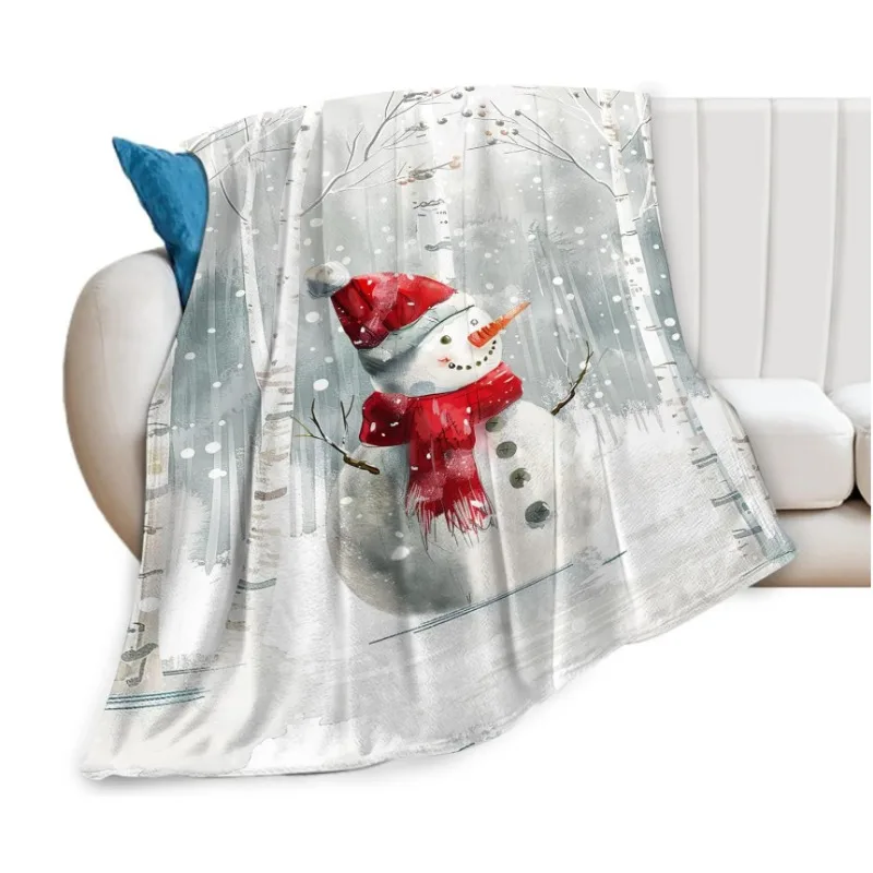 

Одеяло со снеговиком, супер мягкое и удобное одеяло из березы, плюшевое зимнее рождественское одеяло, подходящее для женщин и девочек, диван для взрослых