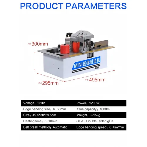 Imagen 2 del producto Aplicadora de bandas de borde pequeña, aplicadora de borde de madera portátil, Mini máquina de sellado de bordes de melamina de PVC para carpintería de paneles de muebles