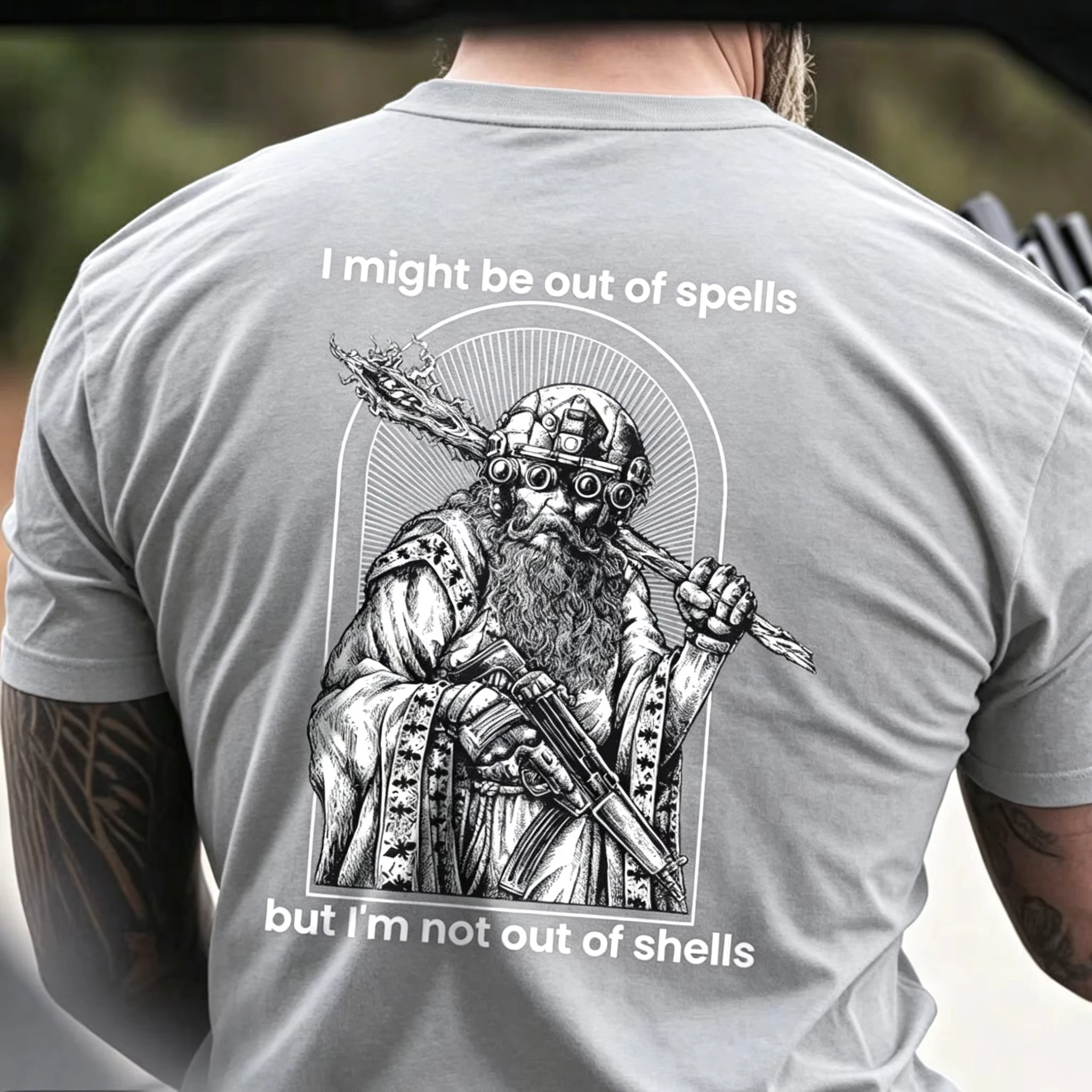 2026 New Tactical Wizard Back Print Graphic T Shirt Unisex Oversized Streetwear Vintage Engraving Short Sleeve Tee Tops