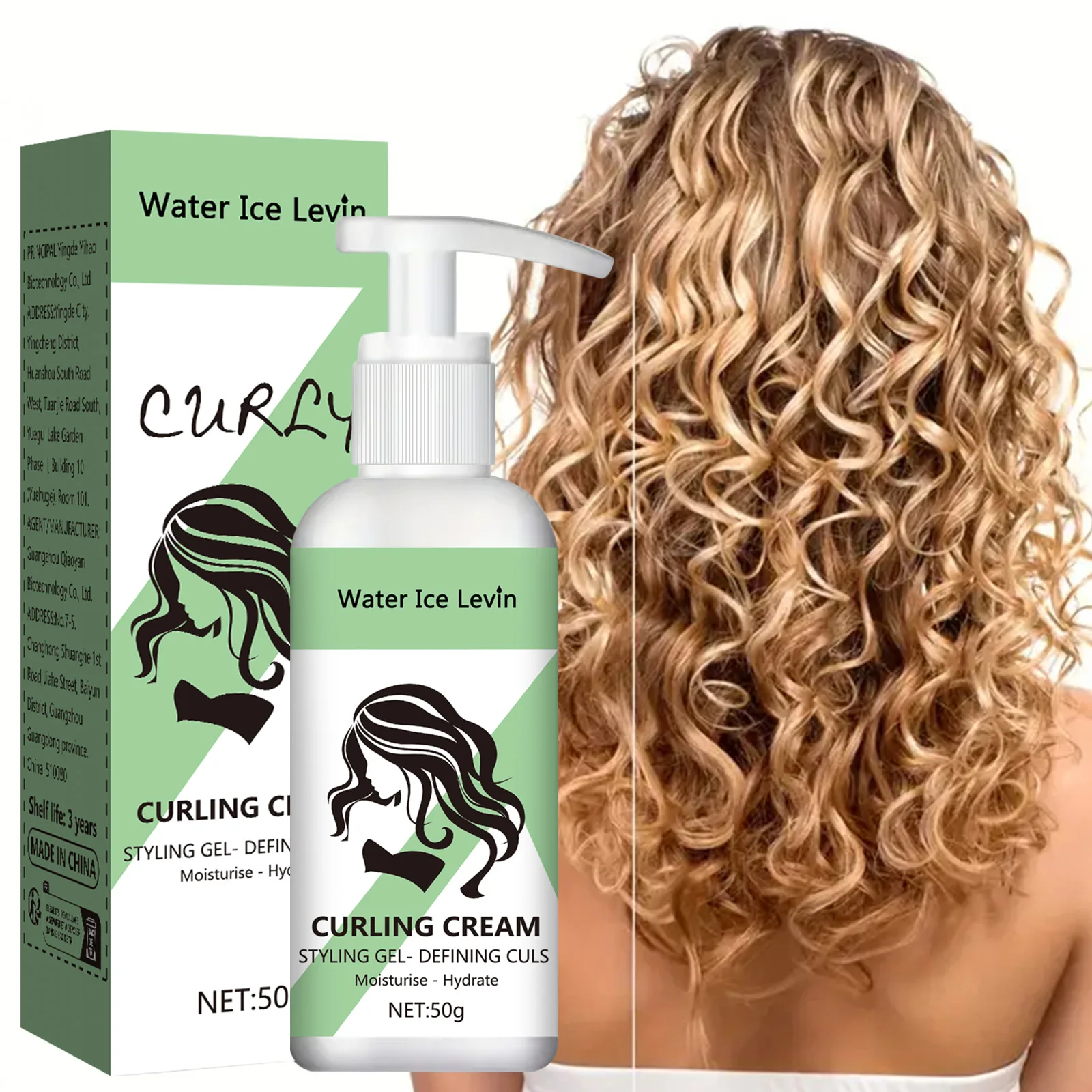 Green Conditioner Styling Hair Moisturizing Curl Conditioner Cream Curl Care Hair Elastin Curls, 50ml