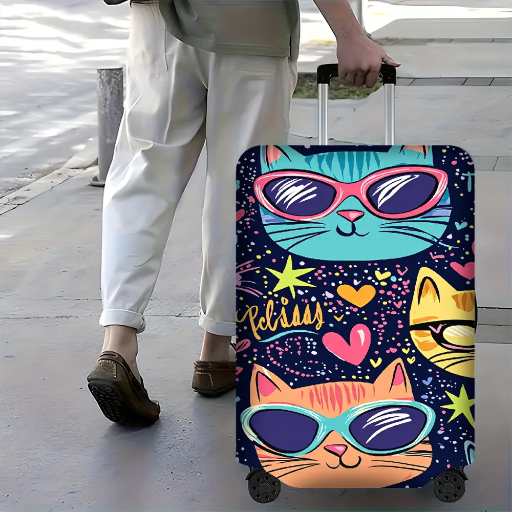 

1PC Retro Pop Cat Themed luggage cover for luggage sizes 18 – 32 inches; a vibrant and resilient travel accessory to protect
