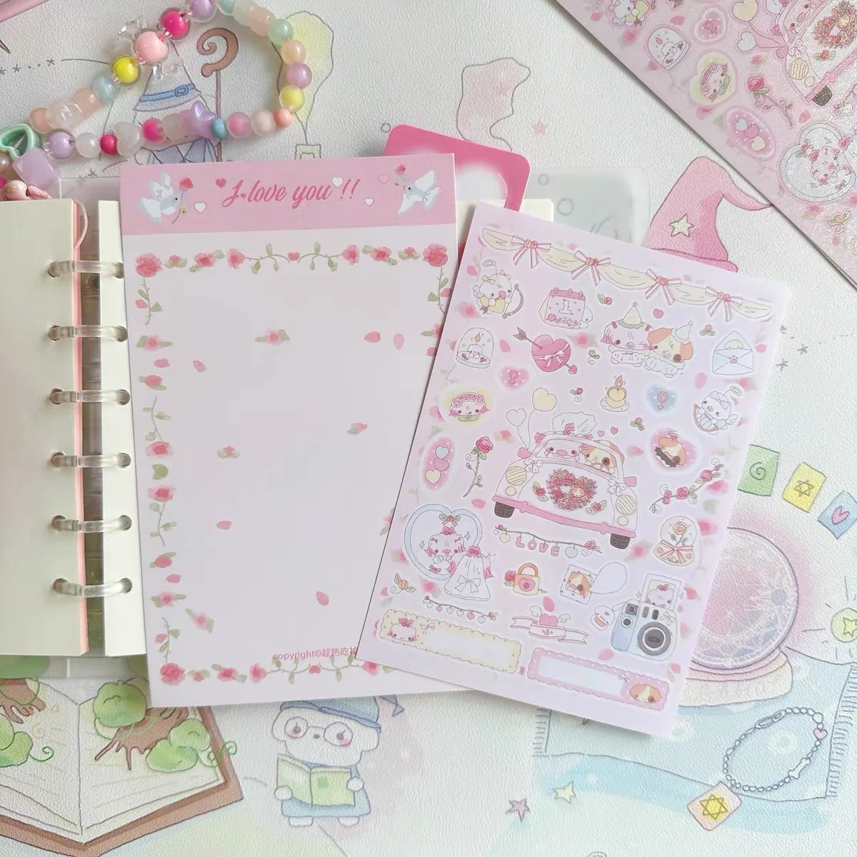 Flower of the wedding dream wedding pink sticker hand account decoration lovely cartoon stickers