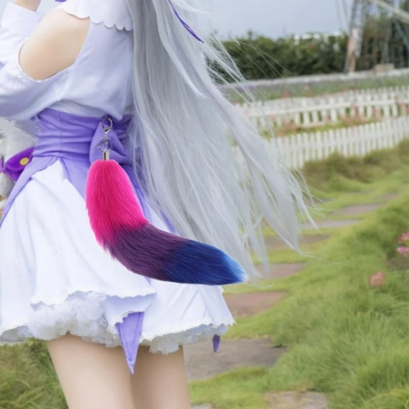 652f FOXES TACKChain Foxes Tail Keyring Pingente cauda macia bolsa macia