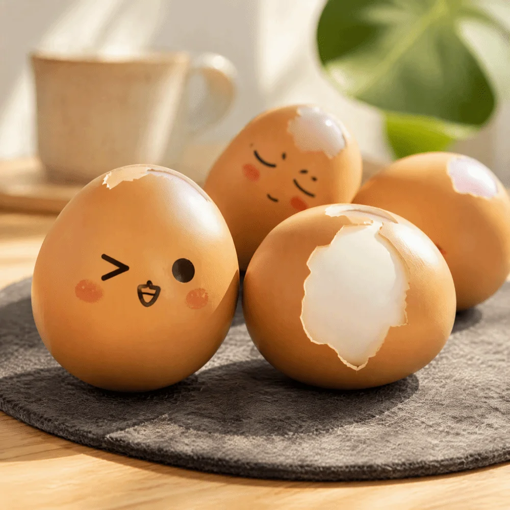 Crunchy Crunchy Egg Squishy Toy Soft Sound Effects Crack Egg Fidget Squishy Toy Hand Relax Comfortable Silicone Egg Squeeze Toy