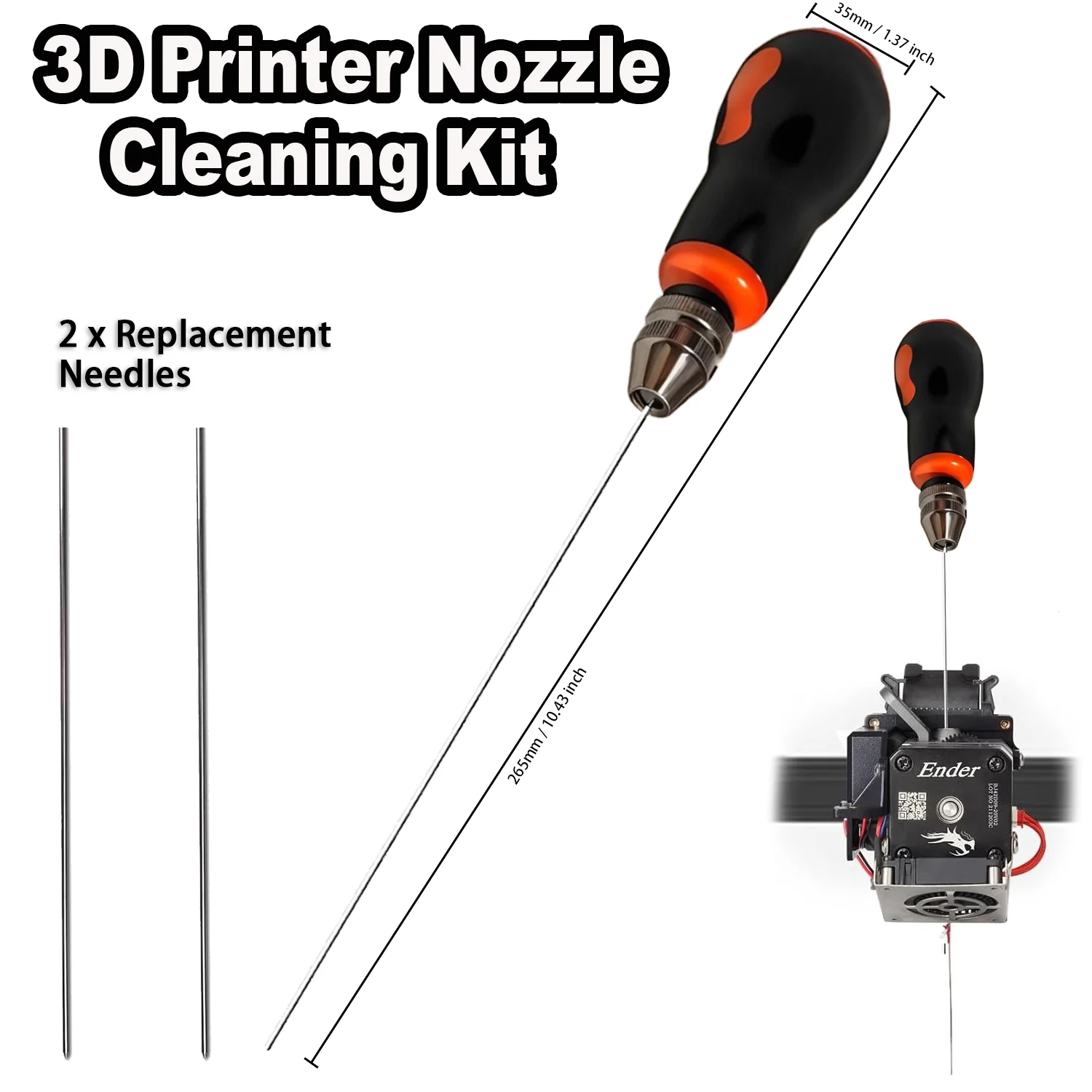 Clog Poke 3D-Druckerzubehör, Φ1.6mm Halsdurchstich-Nadelwerkzeug für alle 1.75mm Düsen, 3D-Druckerdüsen-Reinigungsset – Detail 1
