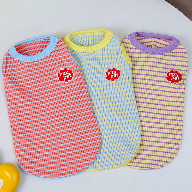 

Cat Dog Vest Clothing Spring Summer Stripped Pet Clothes Red Blue Yellow Sleeveless Dog Hoodies Tank Top For Small Dogs Chiwawa