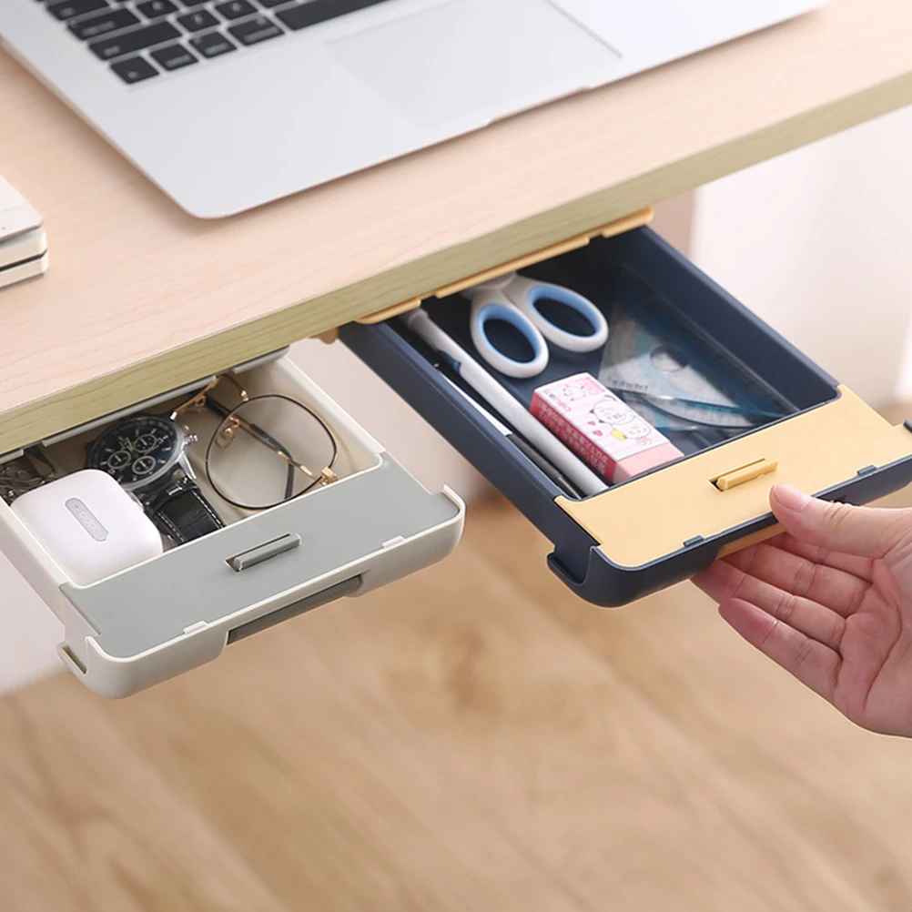 

Plastic Hidden Design Drawer Pen Box Large Storage Key Box Desk Organizer for Pens Pencils Rulers Glasses Student Study Kitchen
