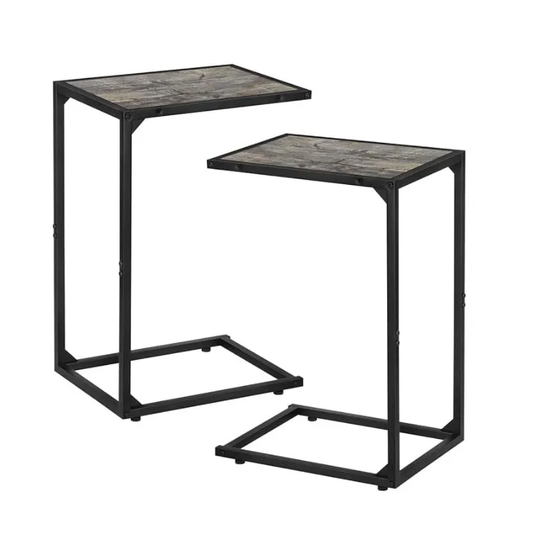 Ensemble de table d'extrémité en forme de C, table d'appoint pour collation, tables en C pour canapé, tables de canapé qui glissent sous, pour salon, chambre à coucher, 2 pièces