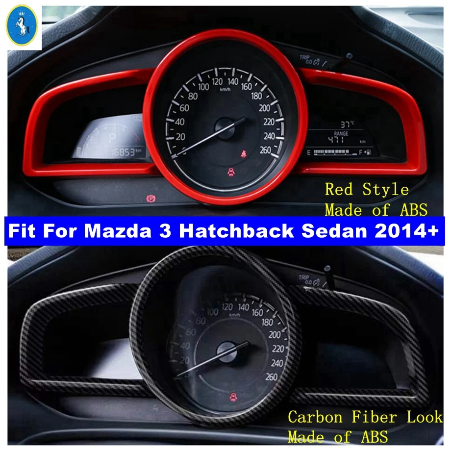 

Red / Carbon Fiber Dashboard Panel Instrument Gauge Cover Trim Accessories Molding Bezel For Mazda 3 Hatchback Sedan 2014 - 2018