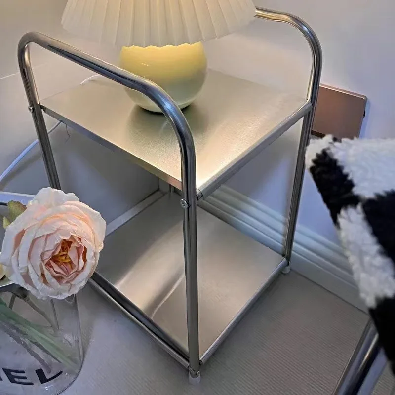 Retro industrial style stainless steel edge table - multifunctional sofa cabinet, Nordic minimalist design, simple and durable
