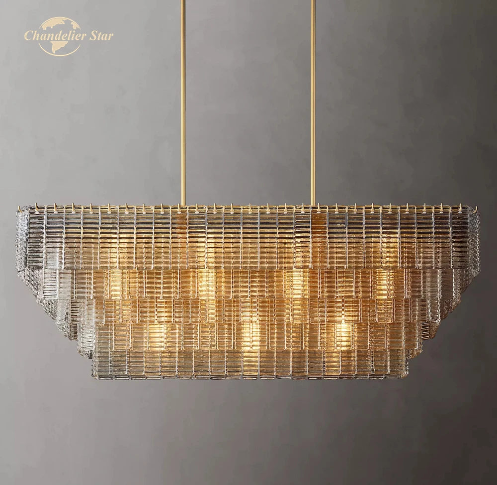 Modern LED Chandeliers Sirene Clear Glass Rectangular Chandelier Decoration Dining Room Living Room Pendant Lights Fixture