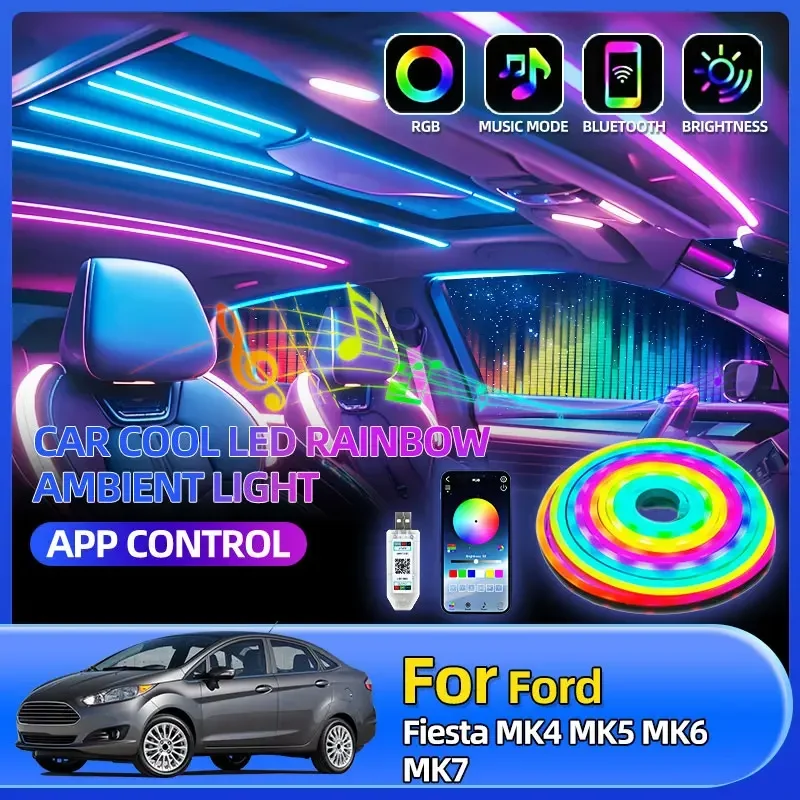 

Car Interior RGB Atmosphere Lamp APP Control Remote For Ford Fiesta MK4 MK5 MK6 MK7 Focus/Mondeo MK1 MK2 MK3 Mustang S-550 S-650