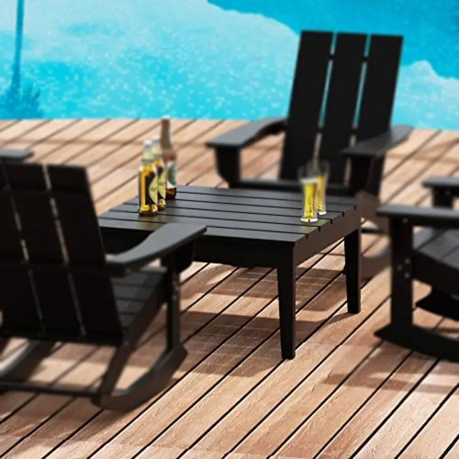 32 Inch Ashore Outdoor Coffee Table for patio use, made of weather-resistant acacia wood in natural brown finish, featuring rus