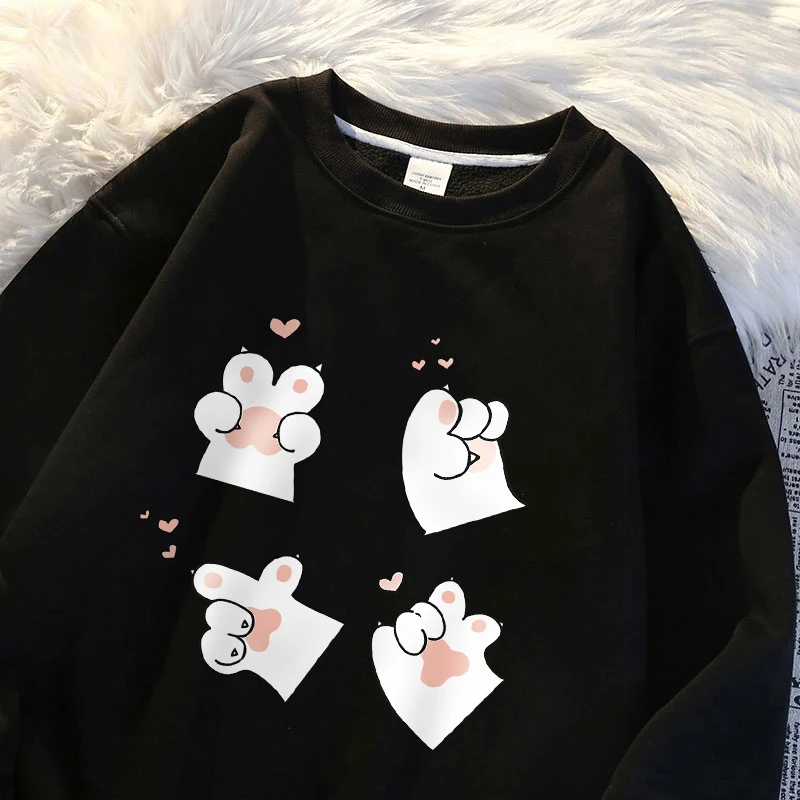 

4 Types Of Cat Gesture Love Wo'S Sweatshirt Fleece S-Xxl Sweatshirt Harajuku Fashion Sudaderas Autumn Casual Sportswears