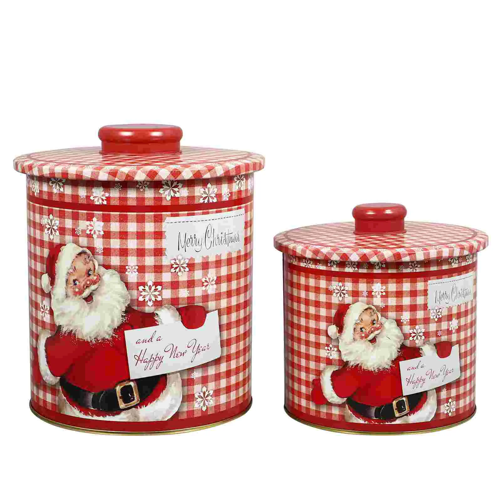 

2 Pcs Christmas Tin Box Household Sealed Jars Sweets Storage Containers Candy Portable Gift Case