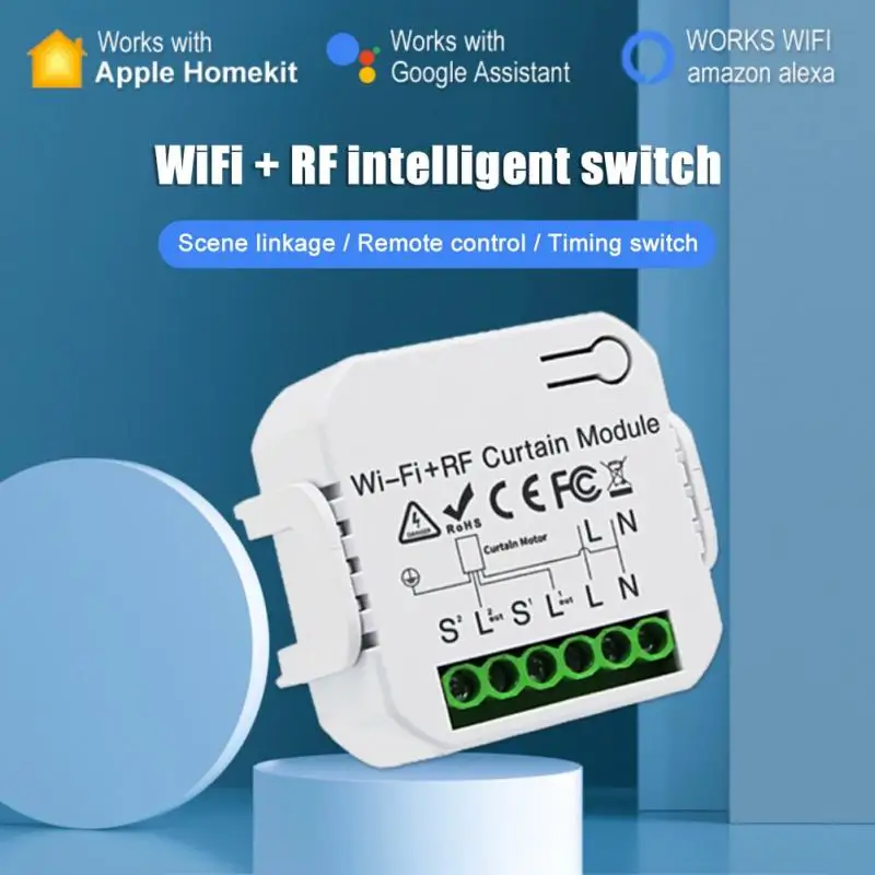 

Умный выключатель для штор AUBESS Tuya Wifi RF433, модуль выключателя для рулонных жалюзи с дистанционным управлением, Поддержка Google Home, Alexa, Smart Home