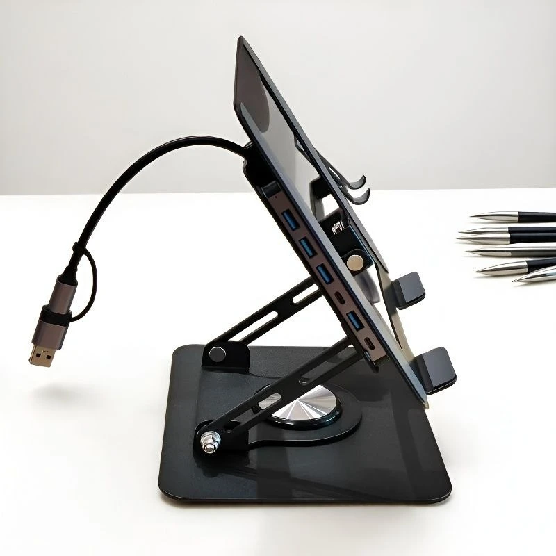 360 rotating metal notebook holder expansion port mobile phone holder three-in-one cooling fan