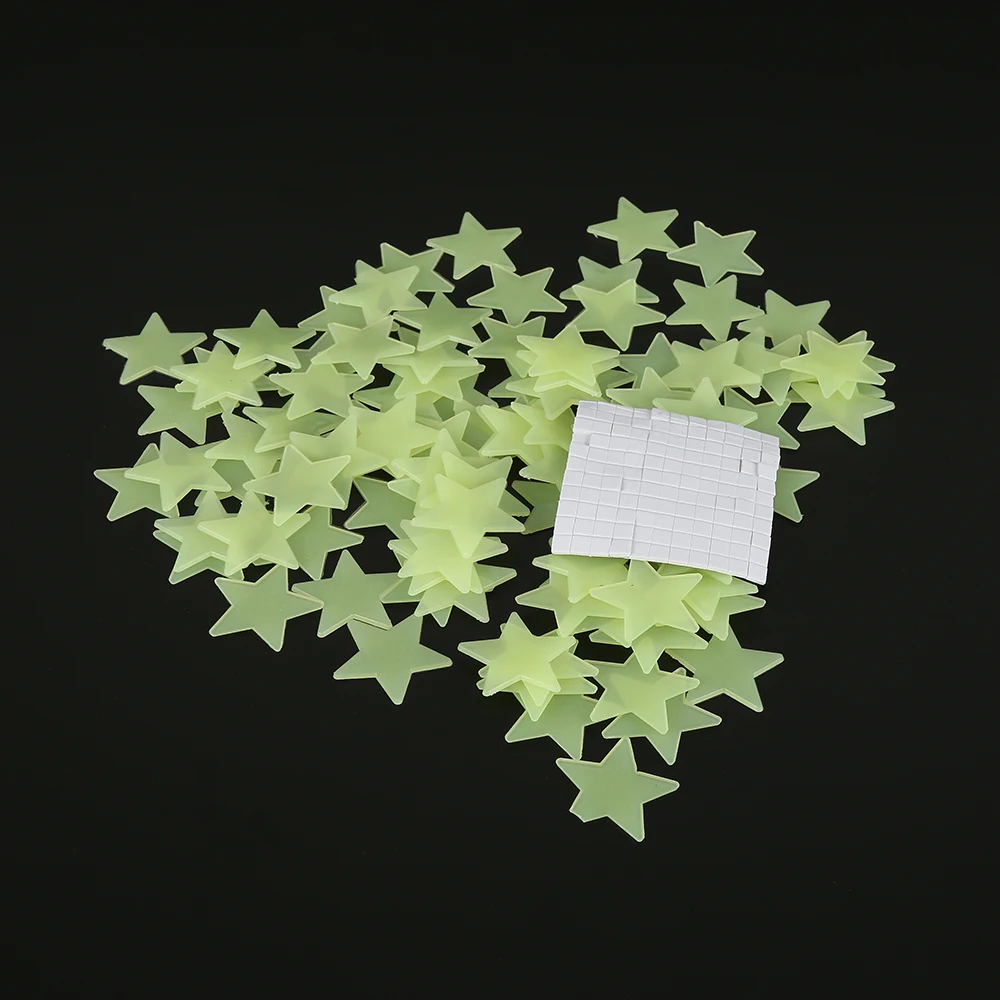 1/2PCS Luminous Star Wall Sticker Luminous Fluorescent 3D Kids Bedroom Ceiling Home Dark Place Star Wall Stickers