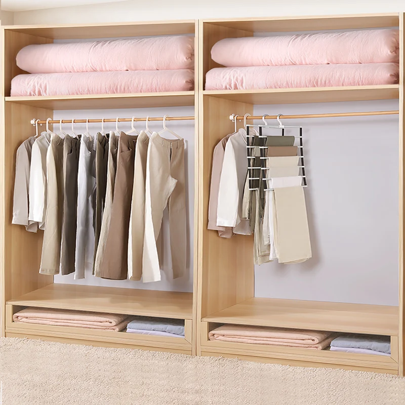 

6/8 Layers Pants Hangers Holders Trousers Wardrobe Space Storage for Save Bedroom Closet Organizer Rack Clothes