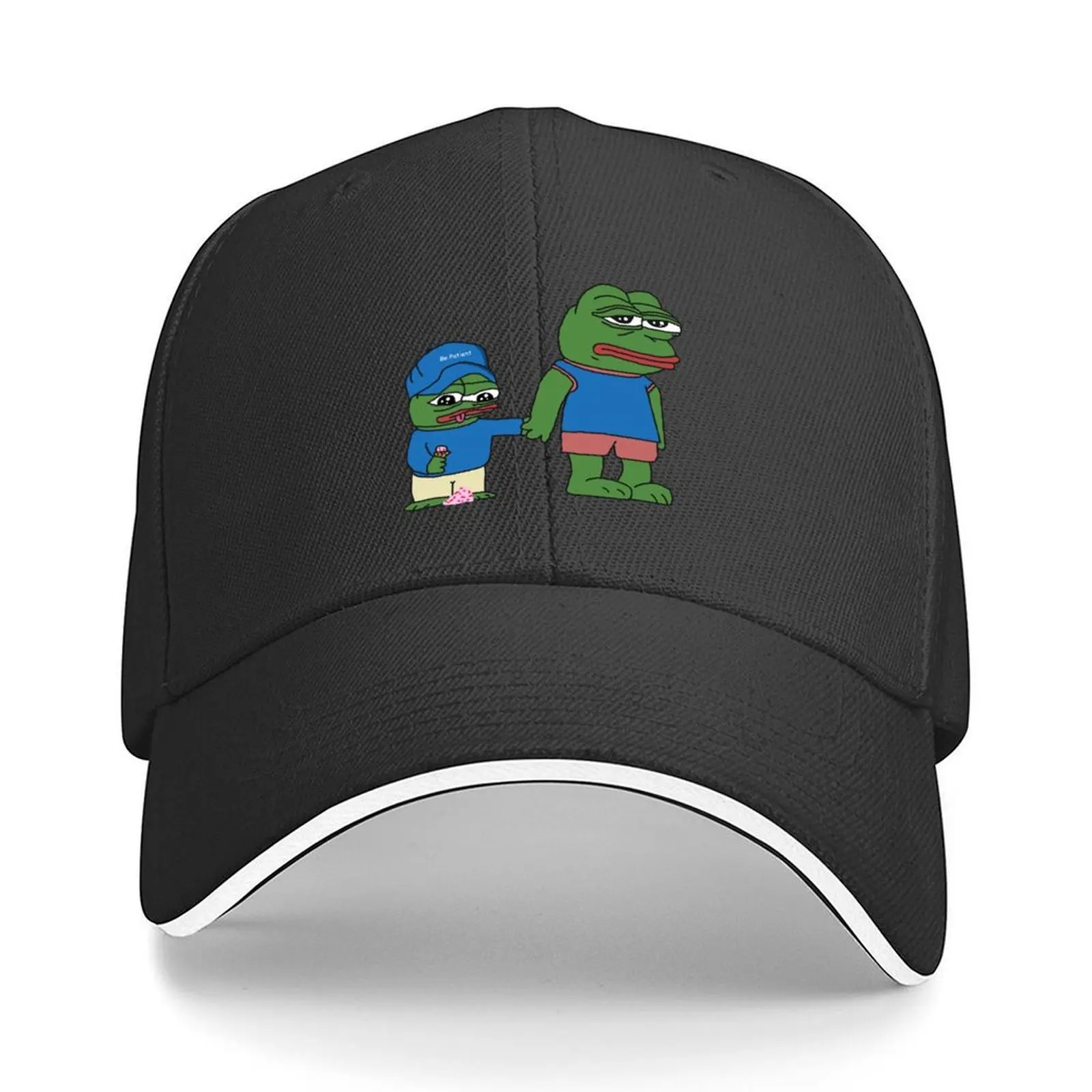 

PepeTheFrog and Pepe The Helper Brother Apu Apustaja with ice cream holding hands HD HIGH QUALITY Baseball Cap