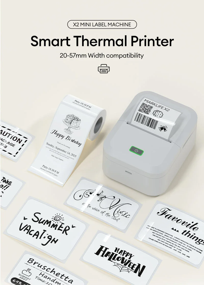 Marklif X2 Portable Thermal Printer Mini Pocket Printer Self-Adhesive Sticker Labeling Machine Similar as B21 B1 Printer Noink