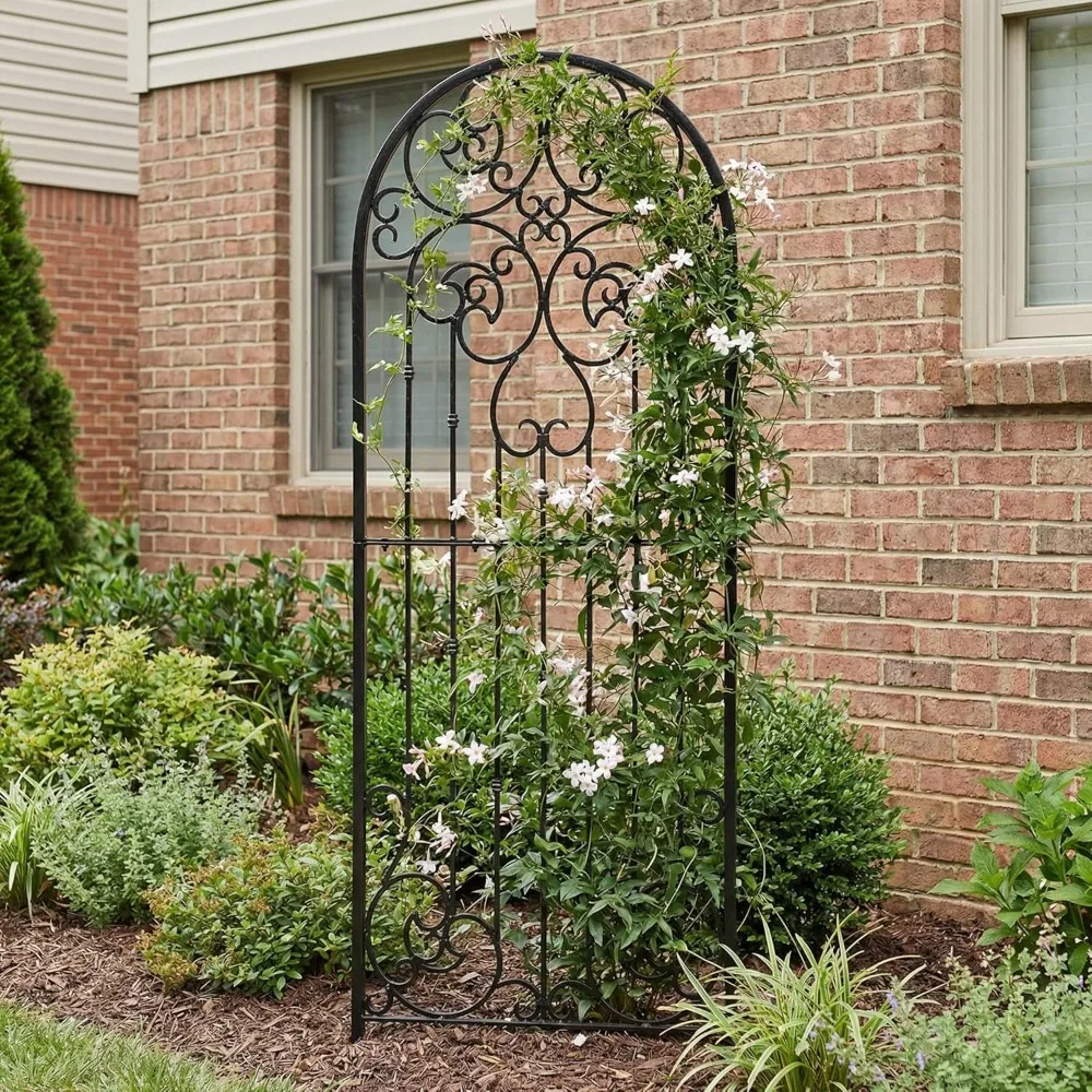 

Large Garden Trellis Wrought Iron Heavy Scroll Metal Decoration Model (Large Black), Customized