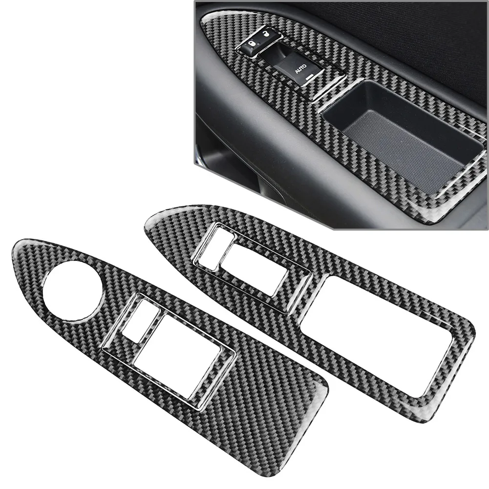 4Pcs LHD Auto Interior Door Window Switch Control Cover Trim Carbon Fiber Pattern For Dodge Challenger 2008-2014