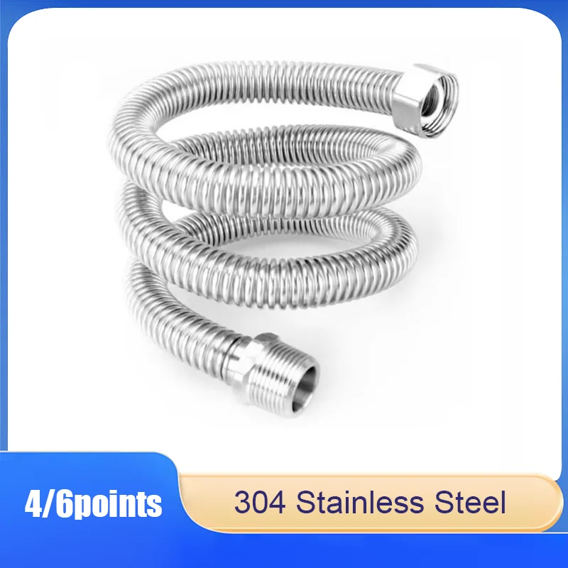 

4/6Points Internal/External Thread Corrugated Hose Faucet Hot/Cold Water Supply Extension Pipe Explosion-Proof