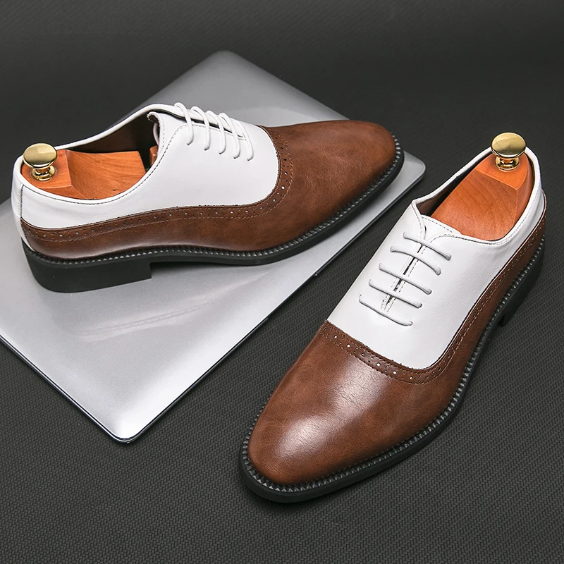 

High Quality Business Men's Dress Leather Shoes Classic Social Formal Shoe Male Large Leather Brogue Shoes For Men Italian Shoes