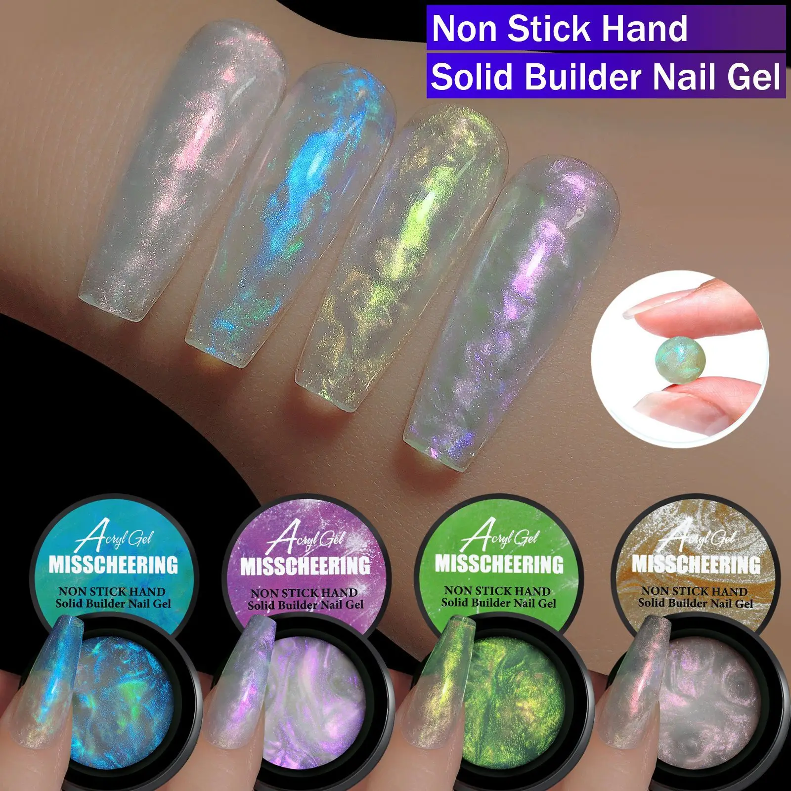 10ml Aurora Non Stick Hand Gel Nail Polish Nude Pink Purple Soak Off UV LED Extension Glue Gel Top Coat For Nail Art Gel Varnish