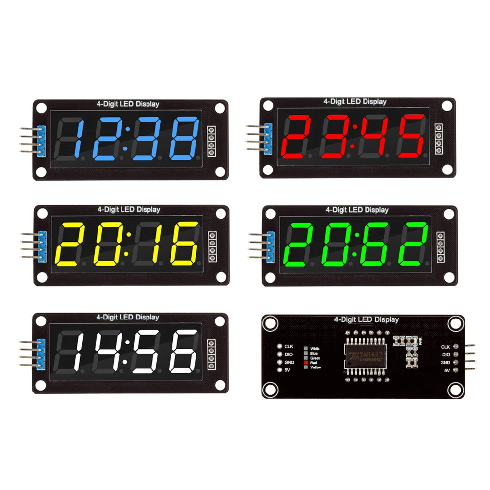 TM1637 LED Display Module for Arduino 4 Digit 7 Segment 0.56 inch Time Clock Indicator Tube Module Red Blue Green Yellow White