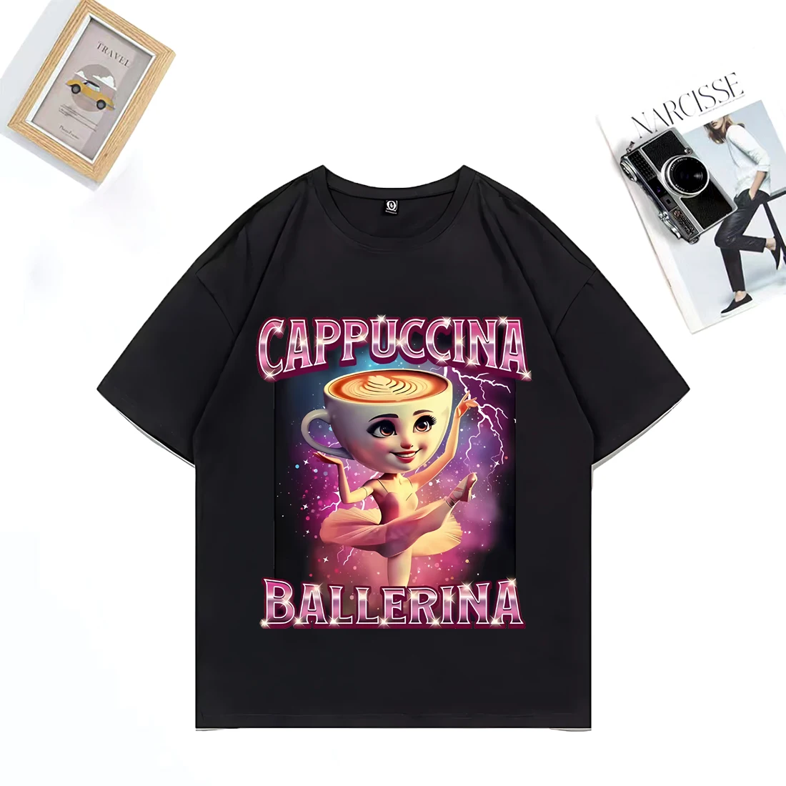 Ballerina Cappuccino Cotton T-shirt Men Women ' s Fashion streetwear Vintage Oversized T Shirt O-Neck short sleeve Tops clothing