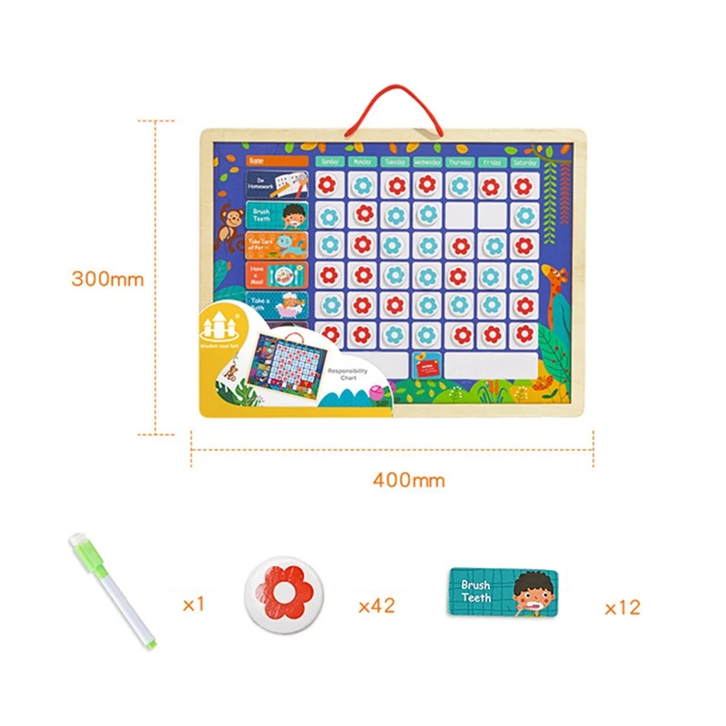 Kayu anak-anak standar grafik hadiah kebiasaan baik dengan anak-anak klip manik papan pendidikan dini mainan Puzzle kayu