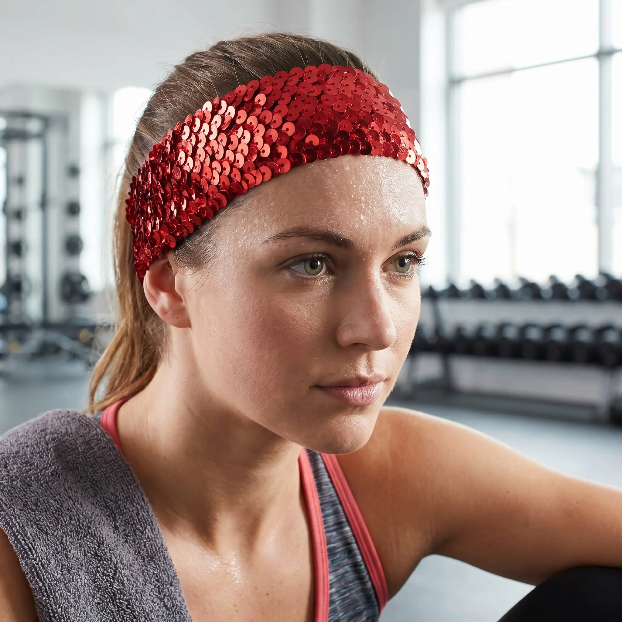 3Pcs Adjustable Yoga Headbands Glitter Sequin Elastic Stretch Non-Slip Sports Headwrap Running Workout for Women Girls