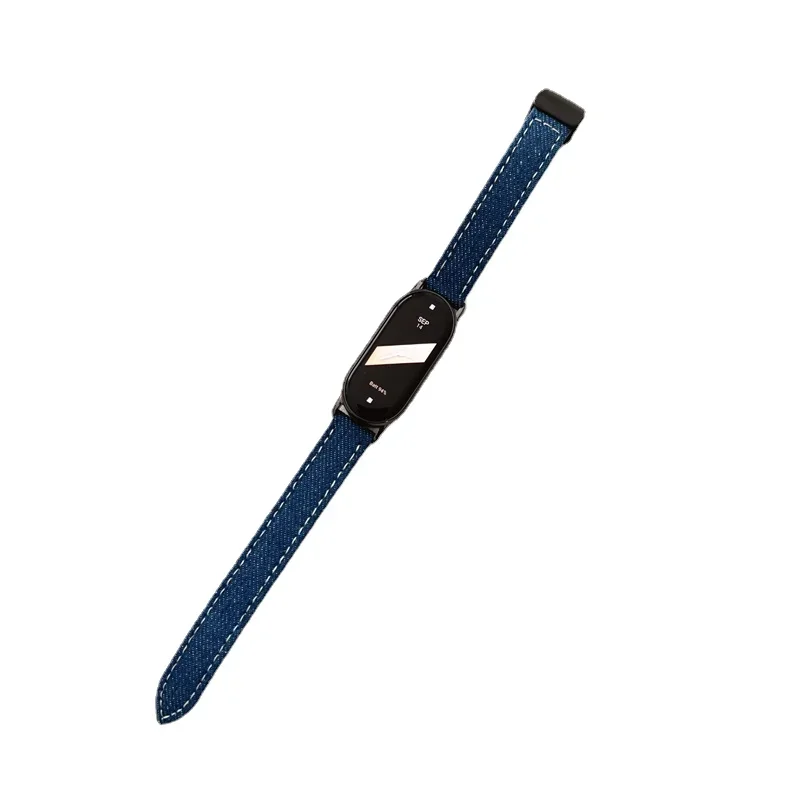 Korean Denim Canvas Leather Strap for Xiaomi Mi Band 6 5 7 8 Replacement Wristband for MiBand 8 7 Magnetic Bracelet Accessories